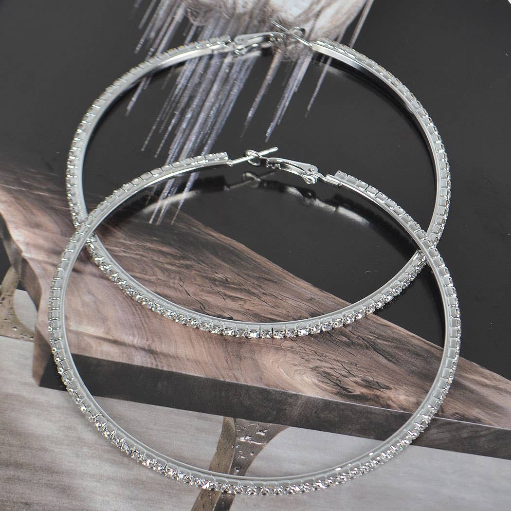 Double Rhinestone Hoop Earring