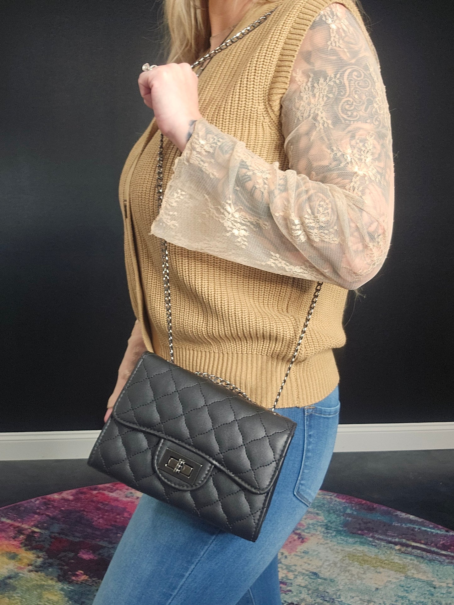 Black Quilted Purse