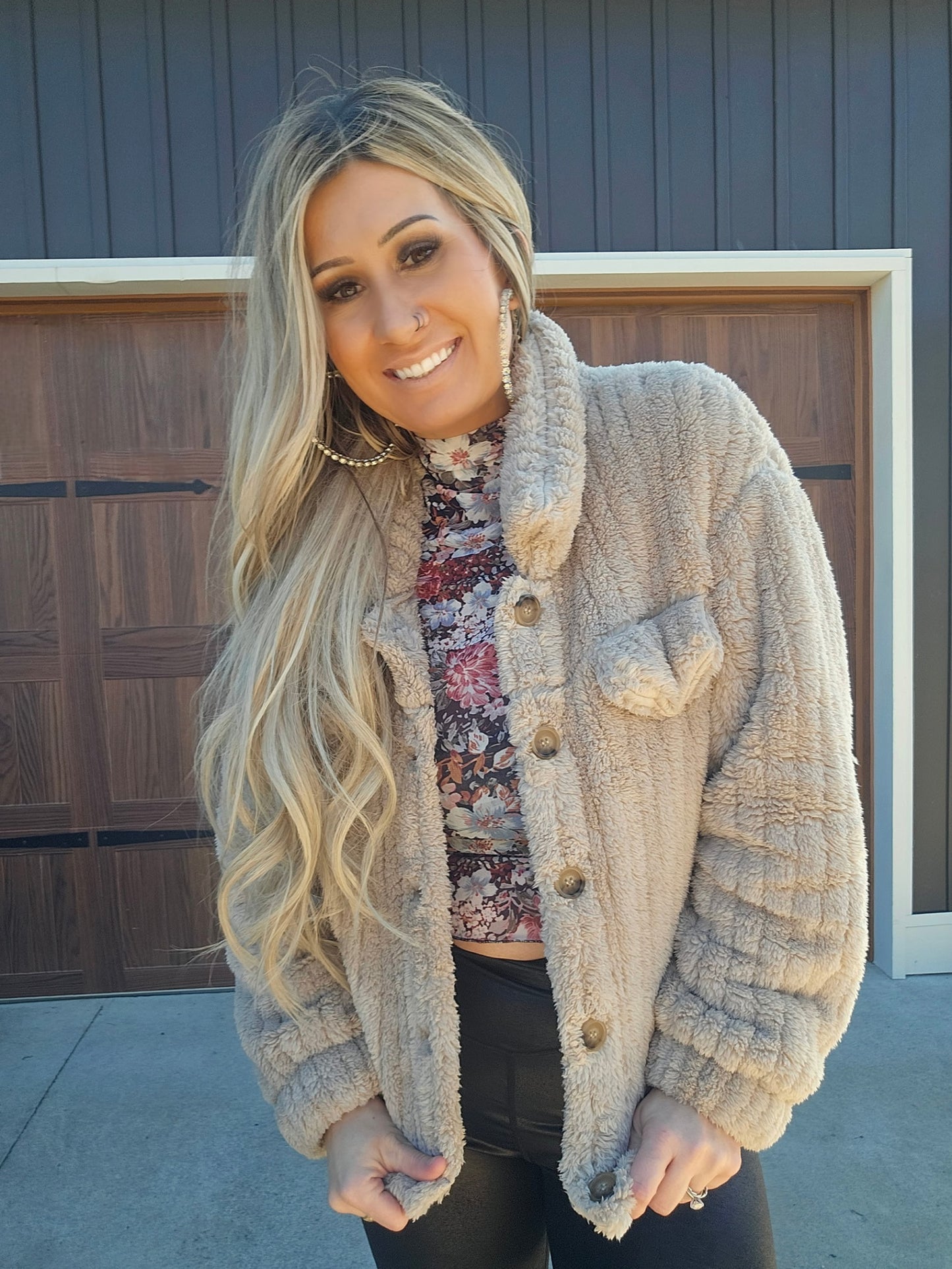 Plush Fleece Button Up Jacket