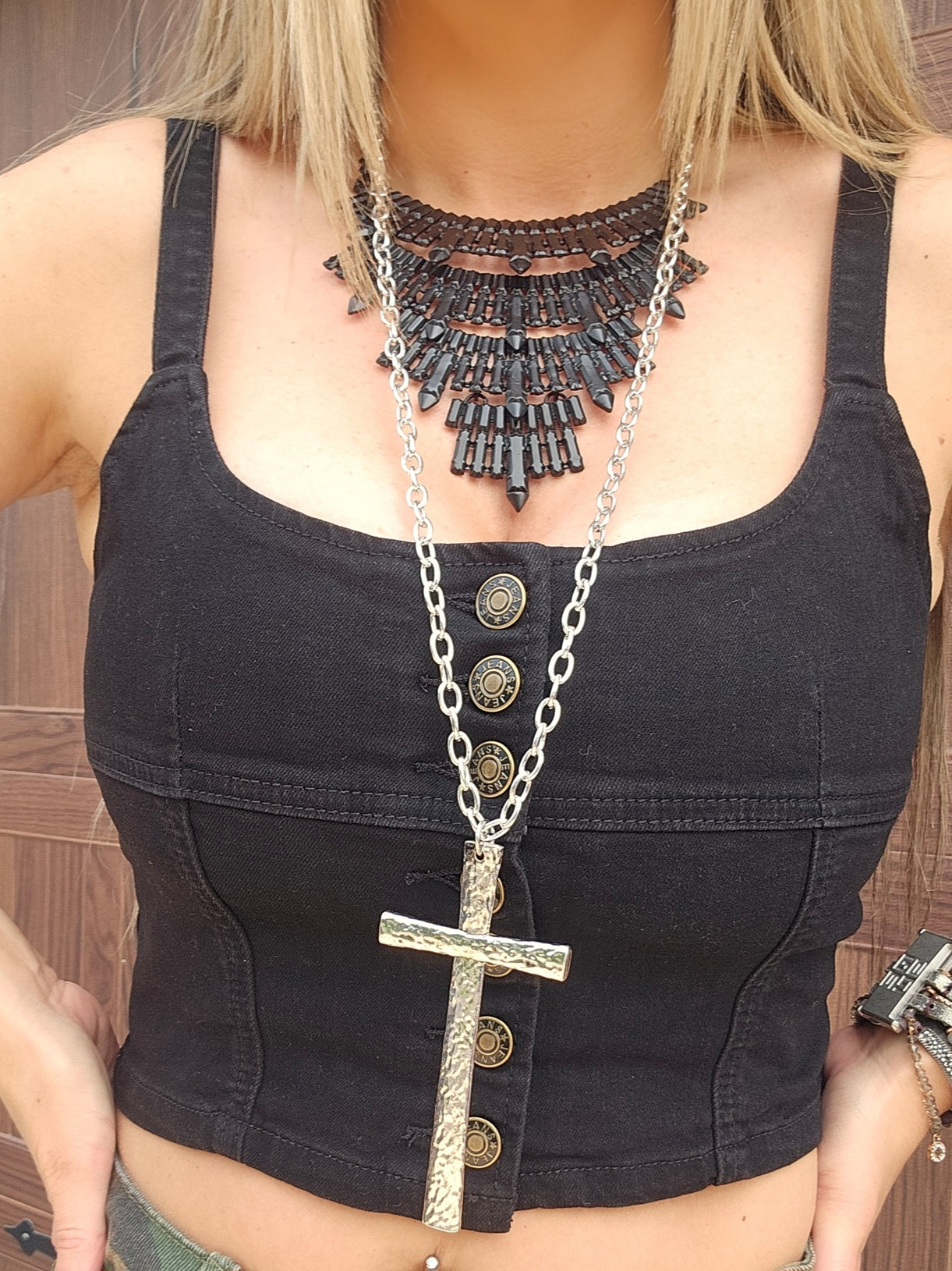 Hammered Cross Necklace