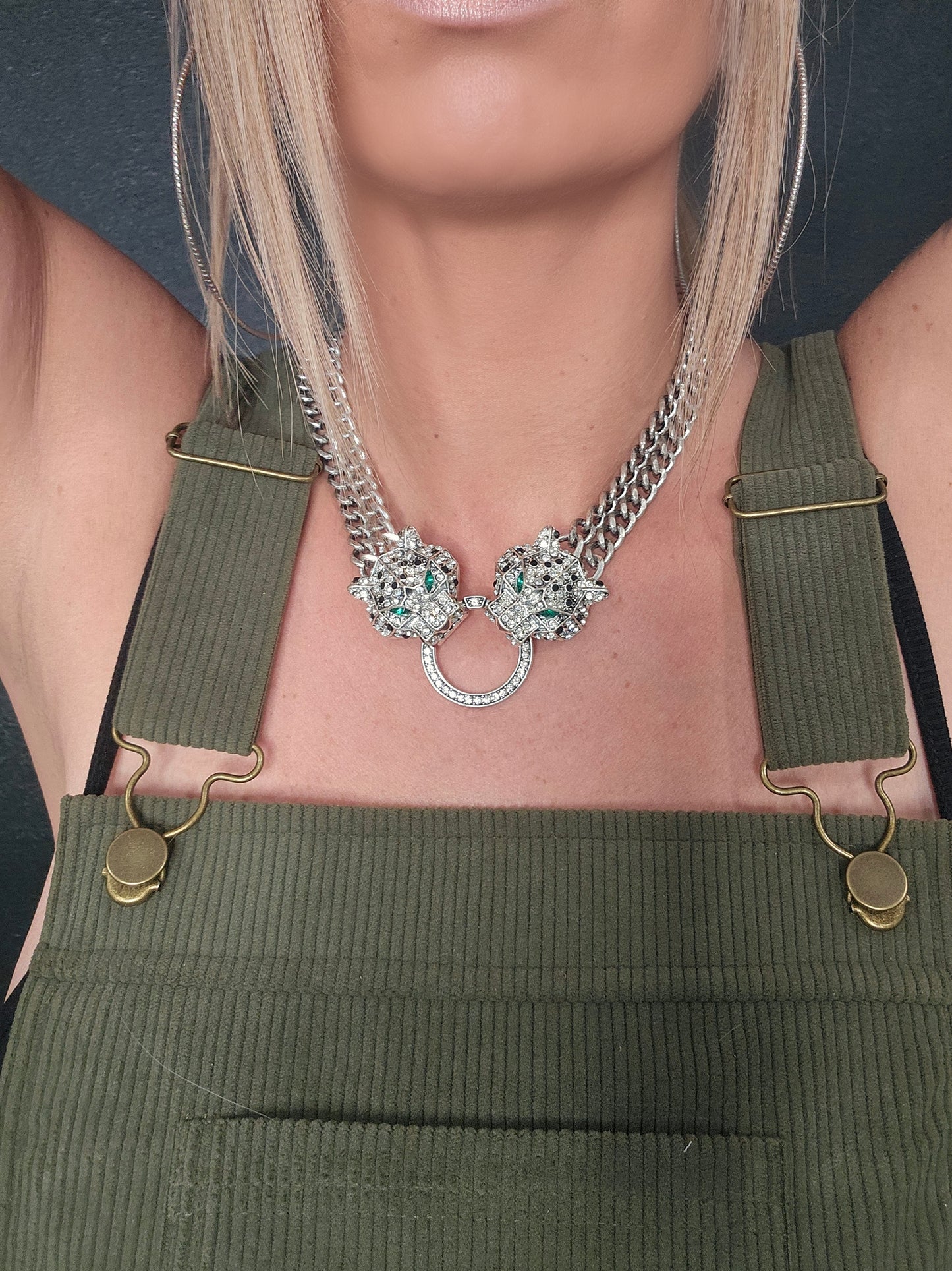 Silver Leopard Statement Necklace