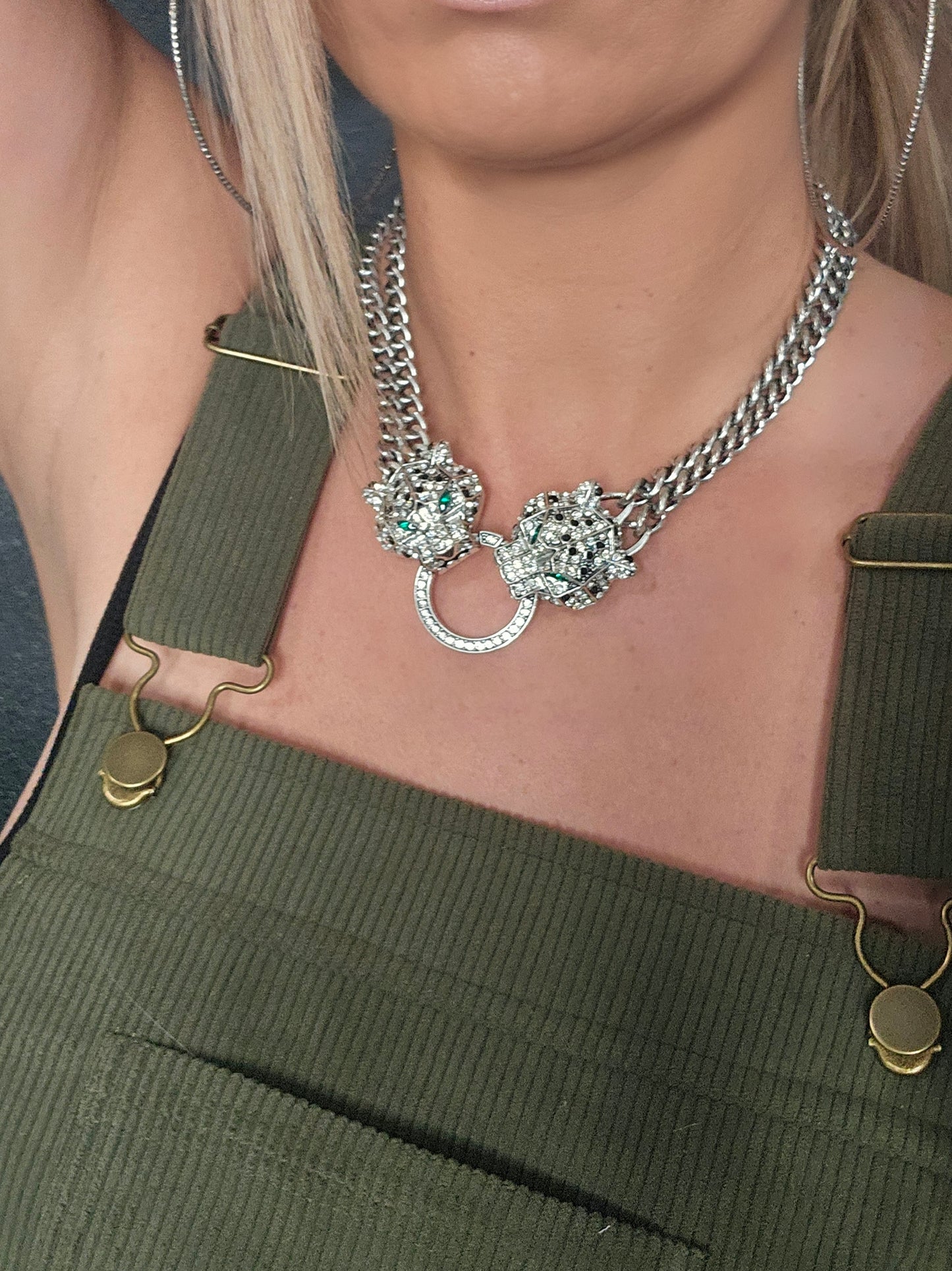 Silver Leopard Statement Necklace