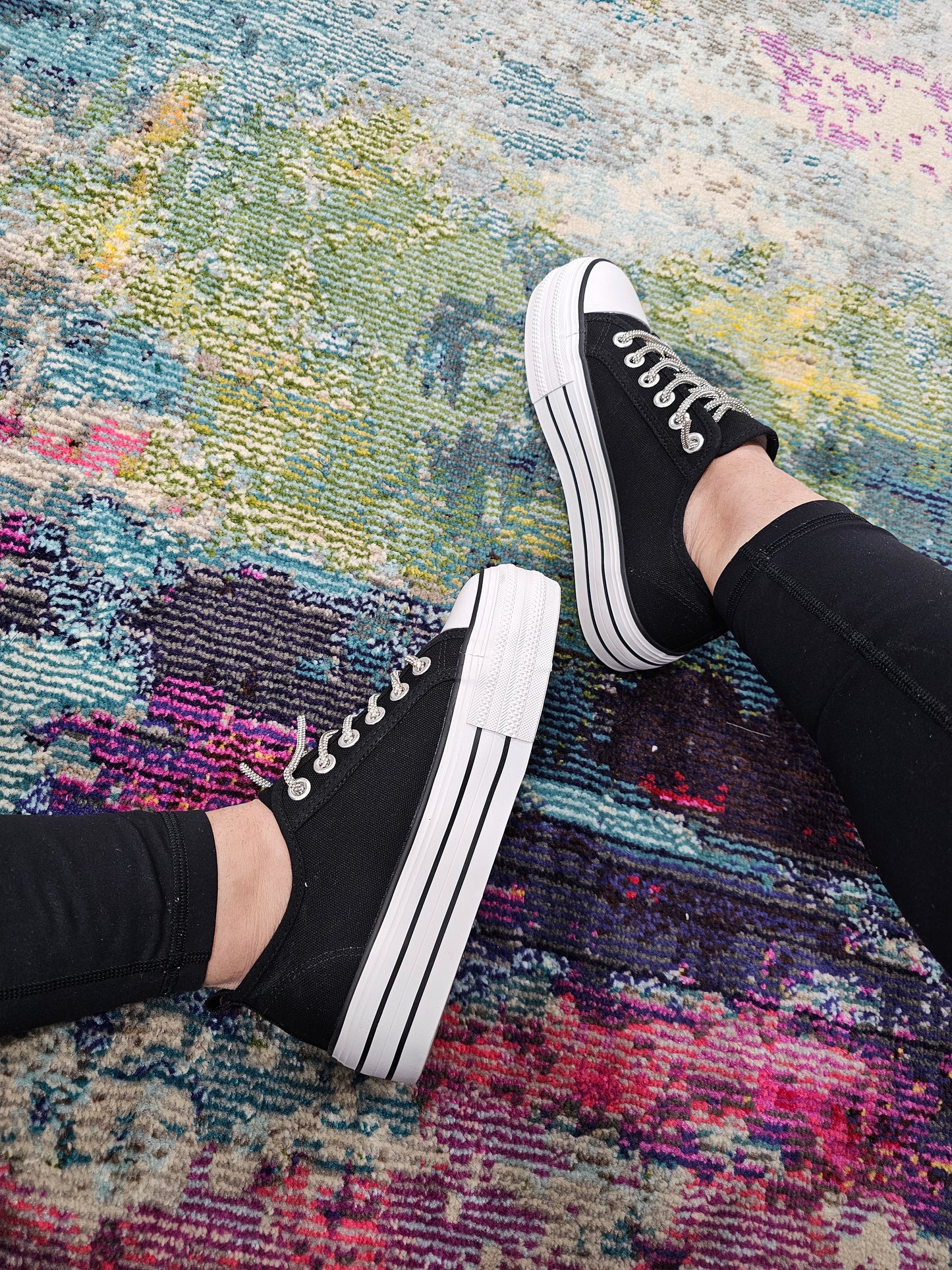 Thick Bottom Rhinestone Rope Canvas Sneaker