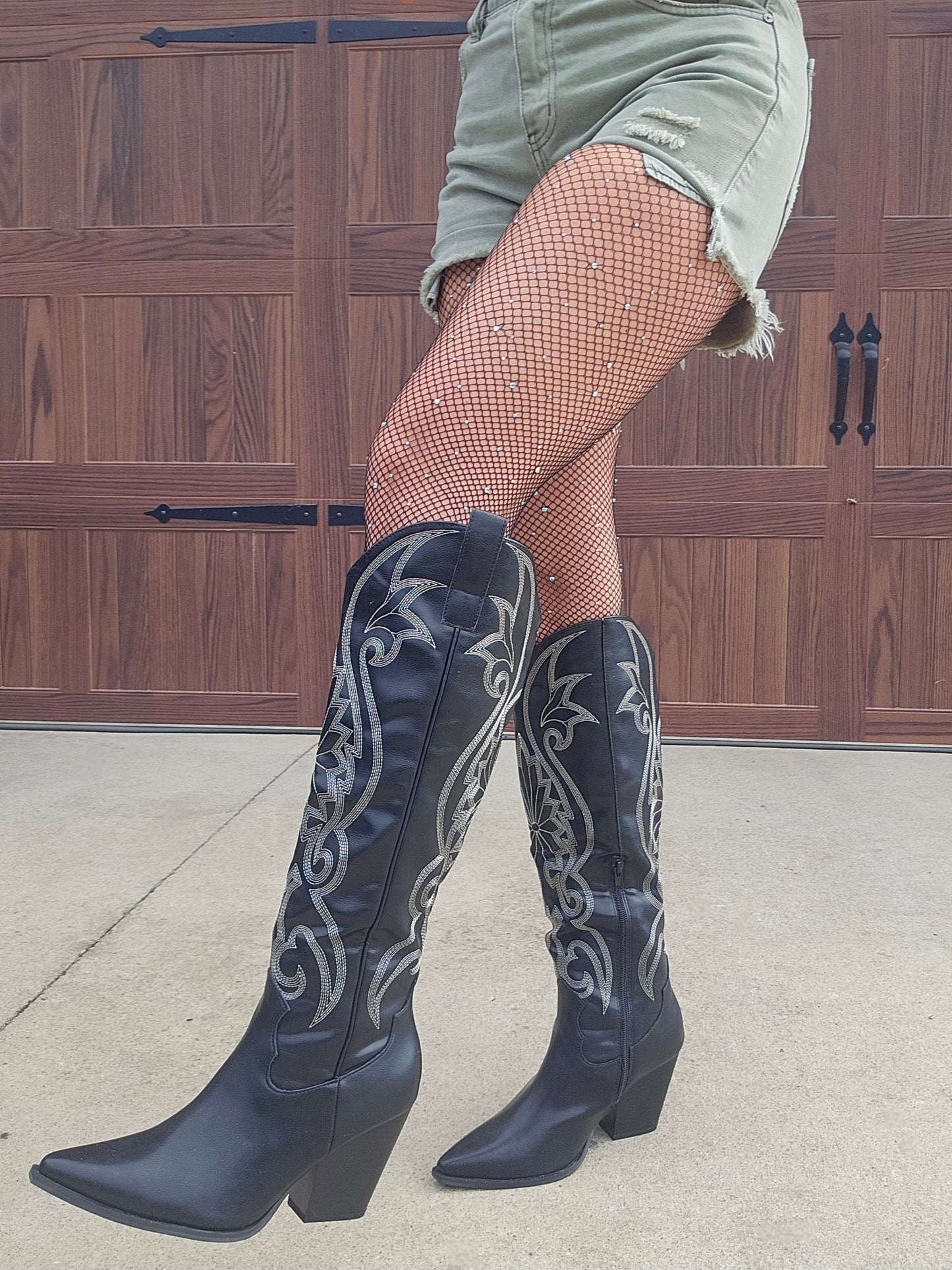 Knee High Raven Western Boot