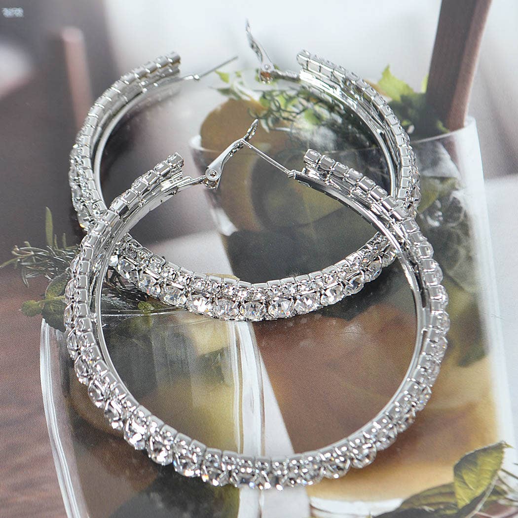 Multi Rhinestone Hoop Earrings