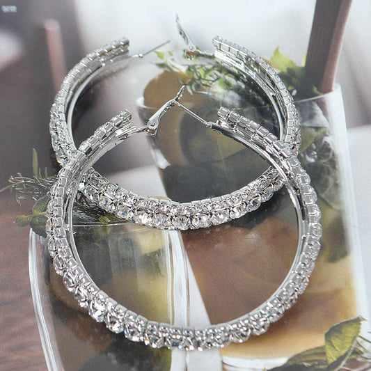 Multi Rhinestone Hoop Earrings