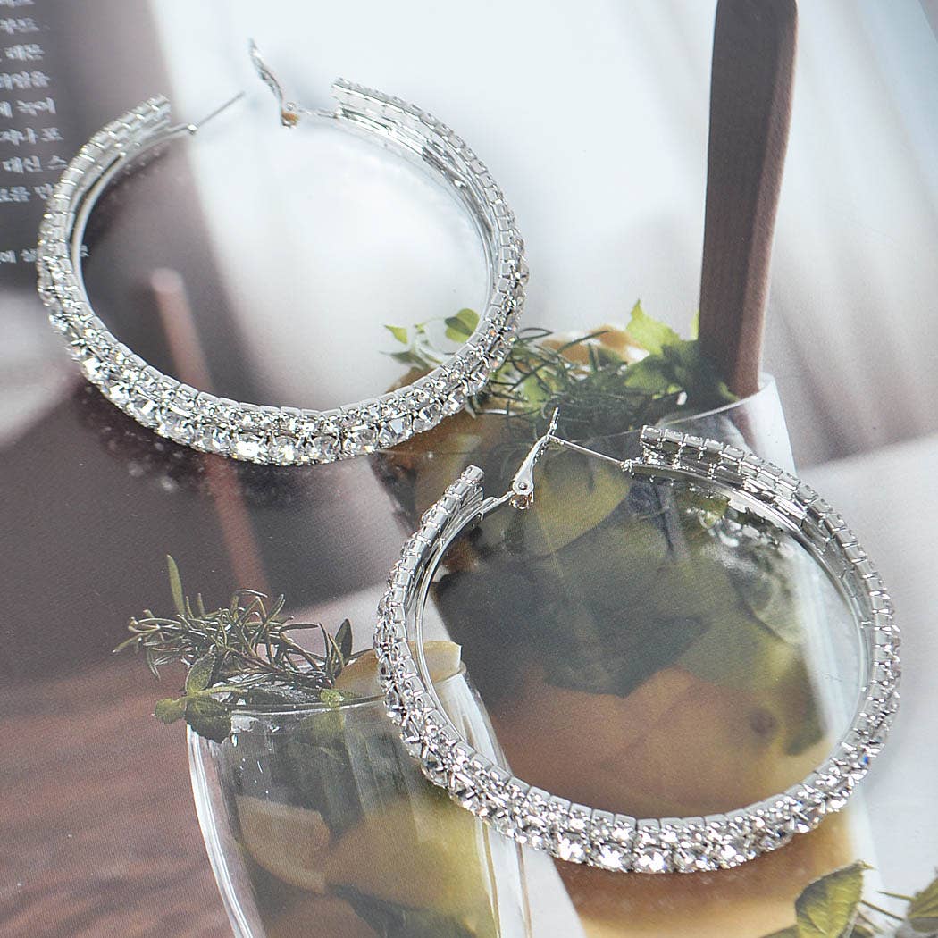 Multi Rhinestone Hoop Earrings