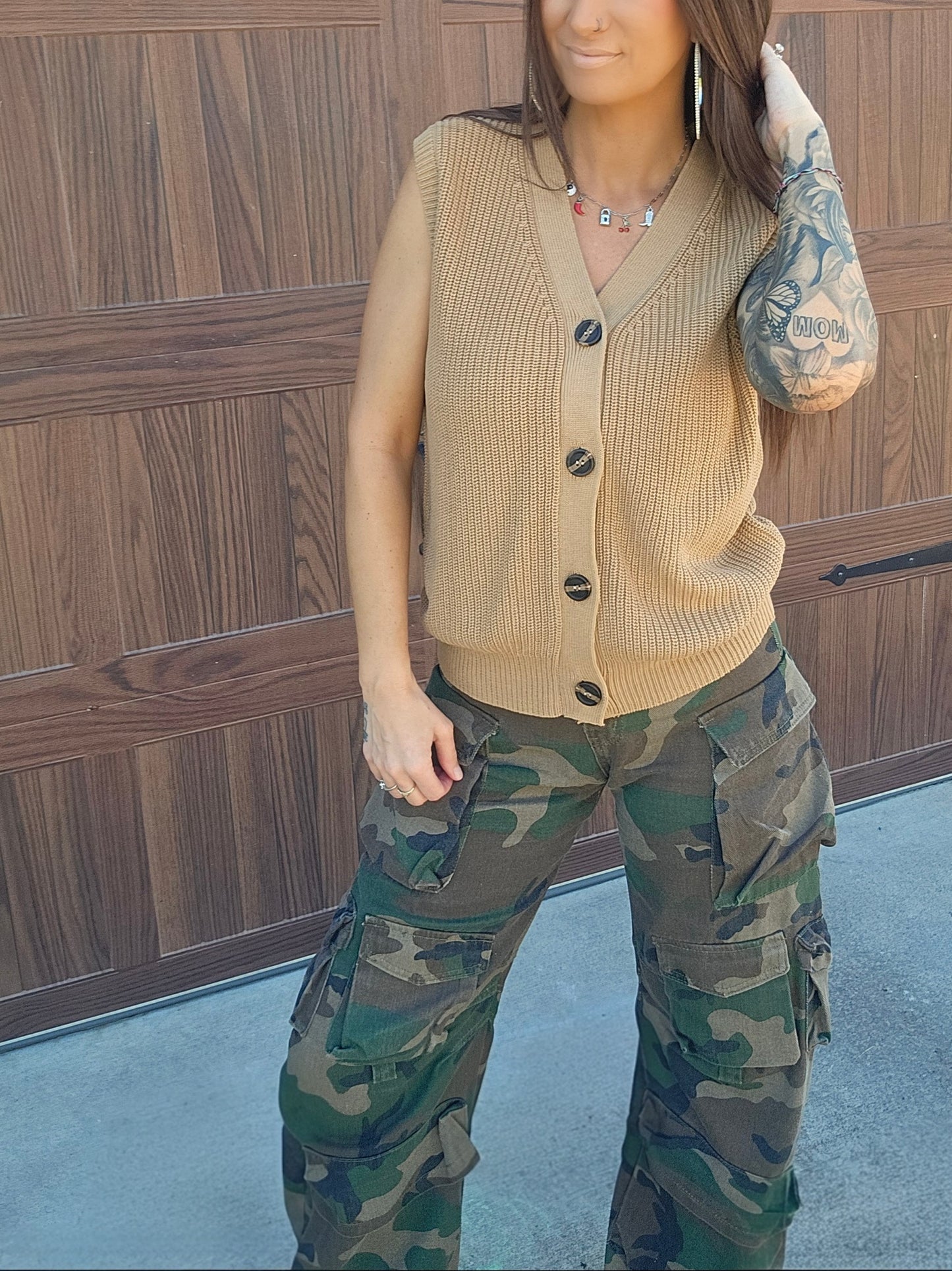 V Neck Buttoned Front Sweater Vest