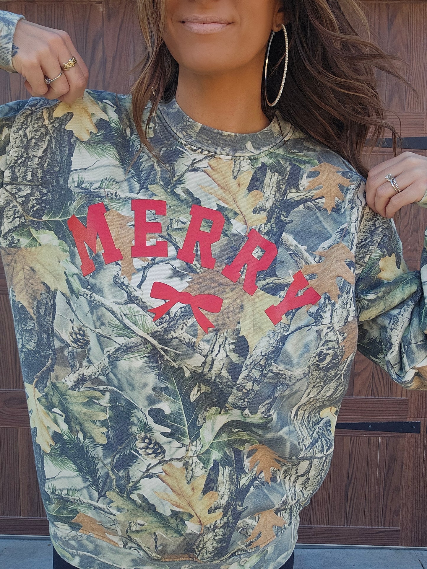 Merry Bow Camo Sweatshirt