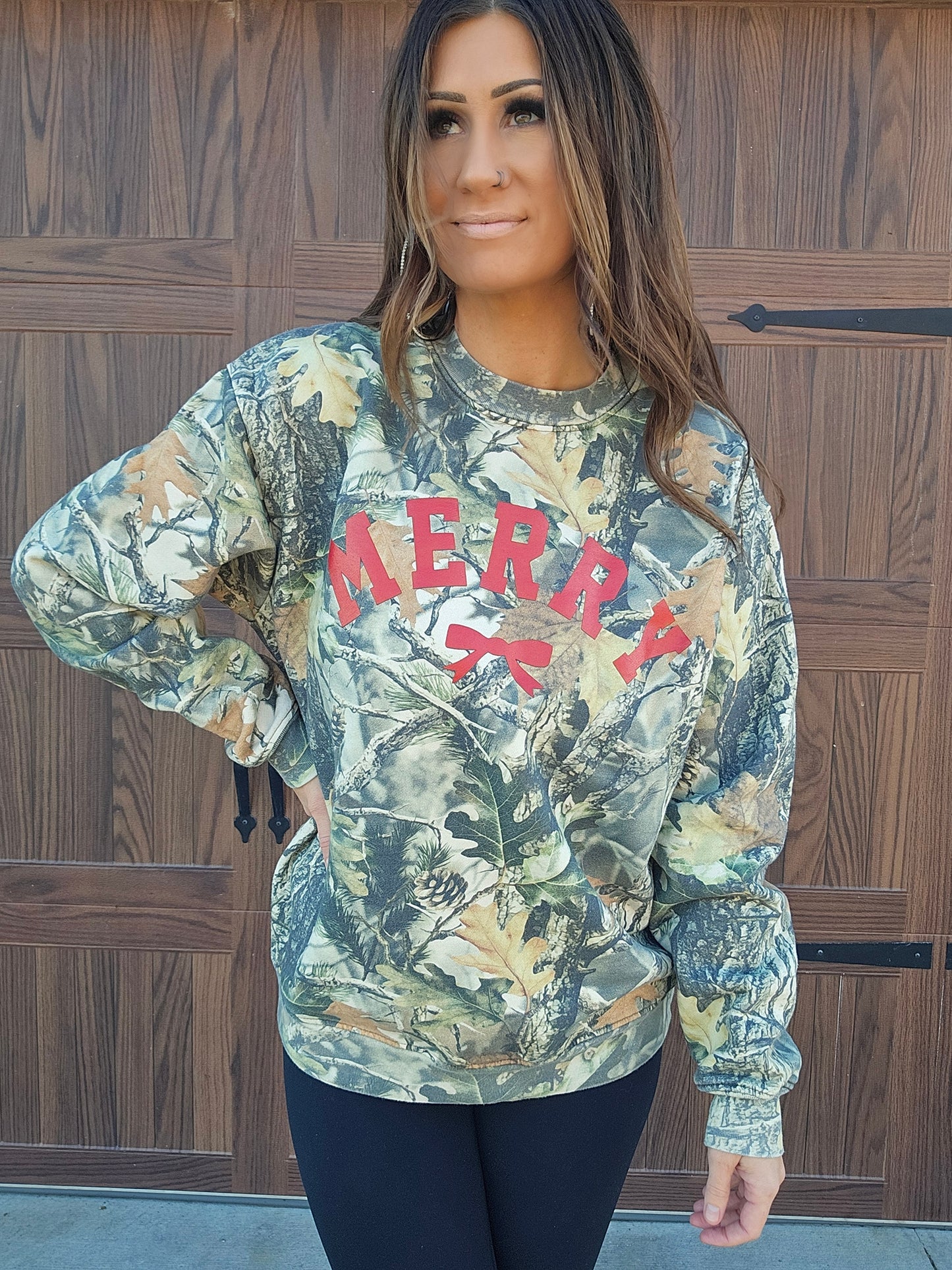 Merry Bow Camo Sweatshirt