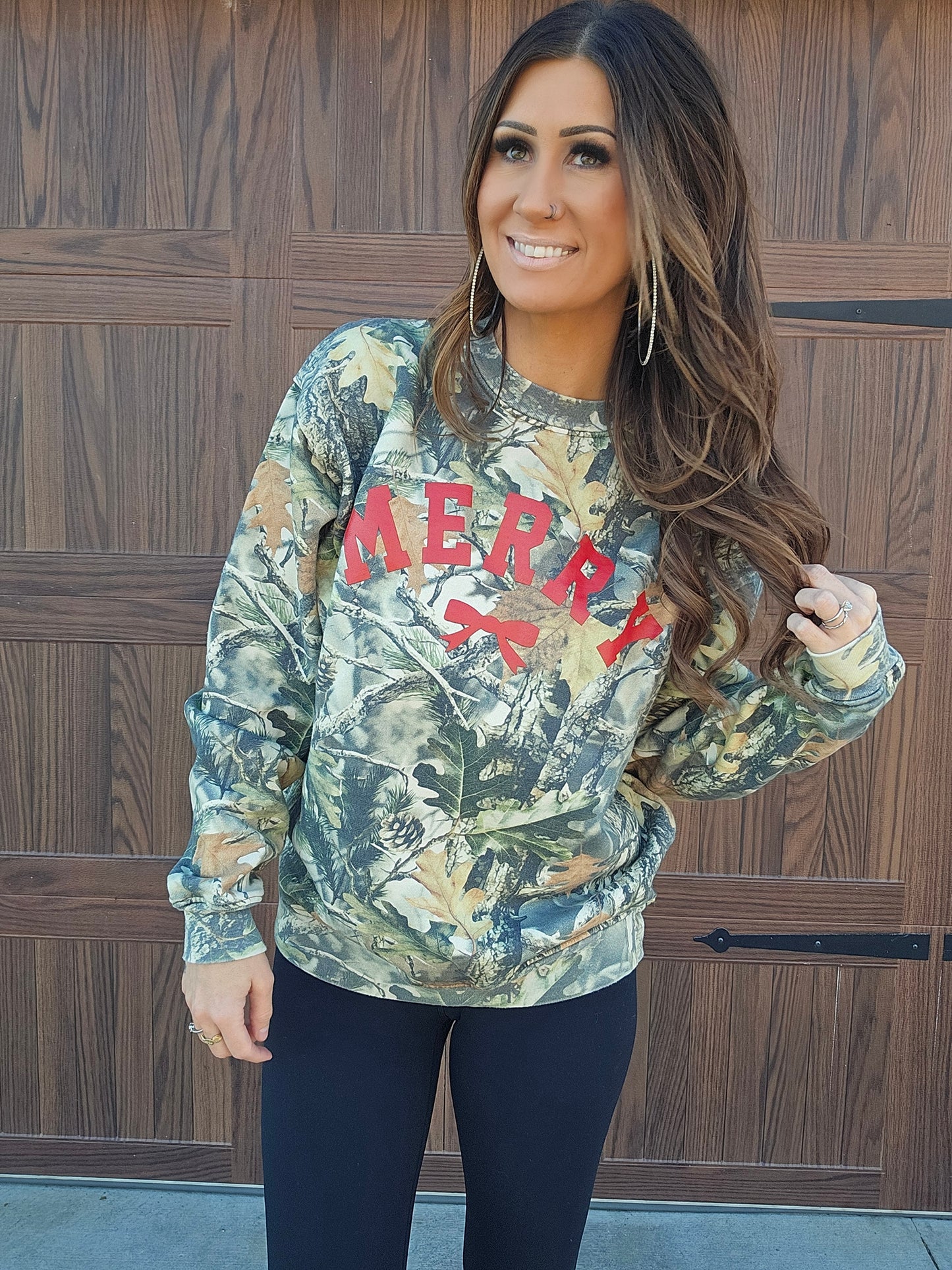 Merry Bow Camo Sweatshirt