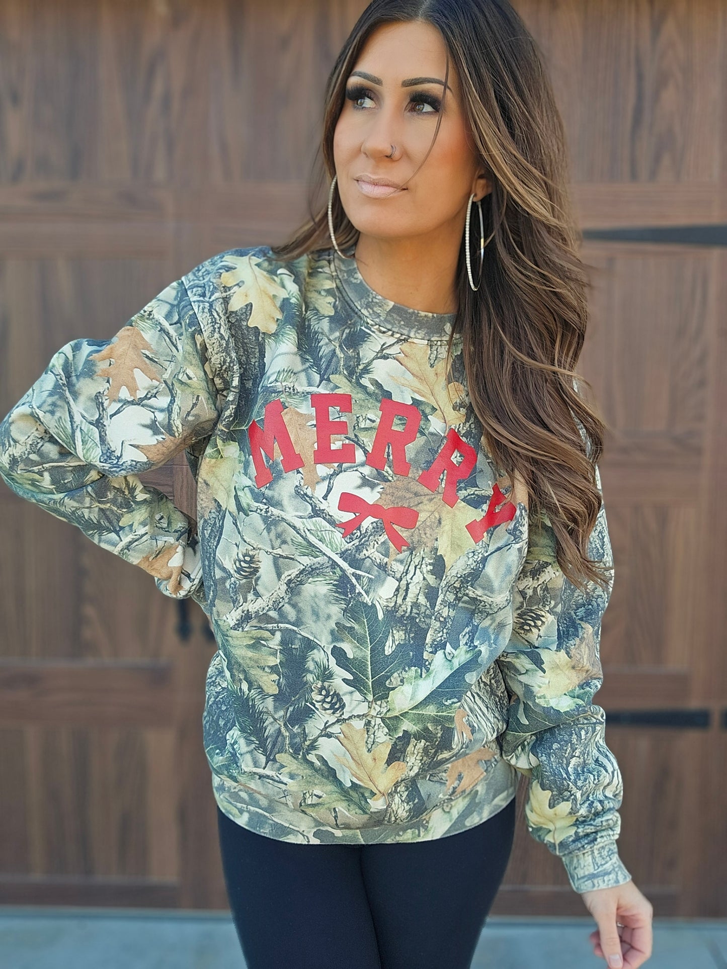 Merry Bow Camo Sweatshirt