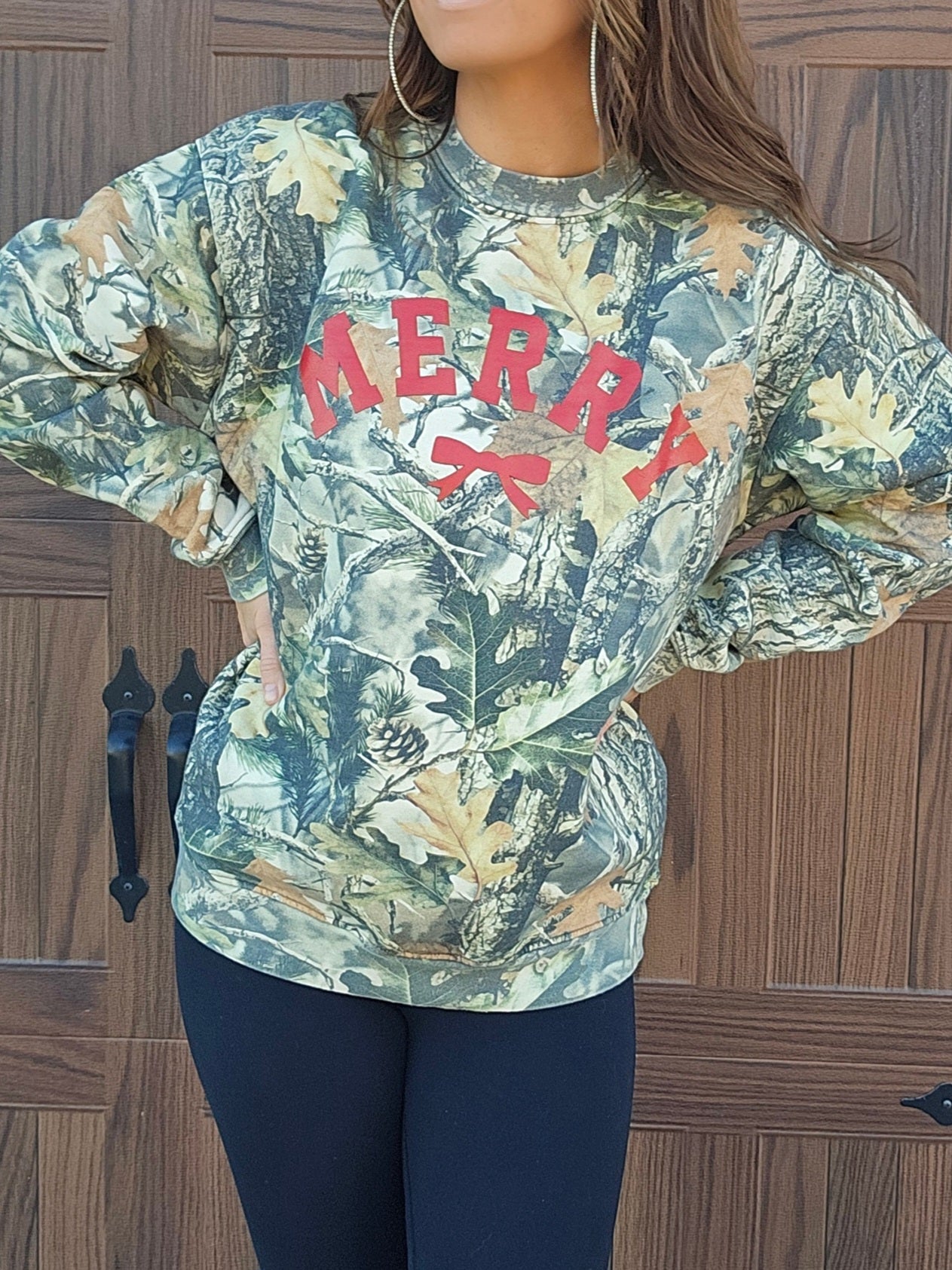 Merry Bow Camo Sweatshirt