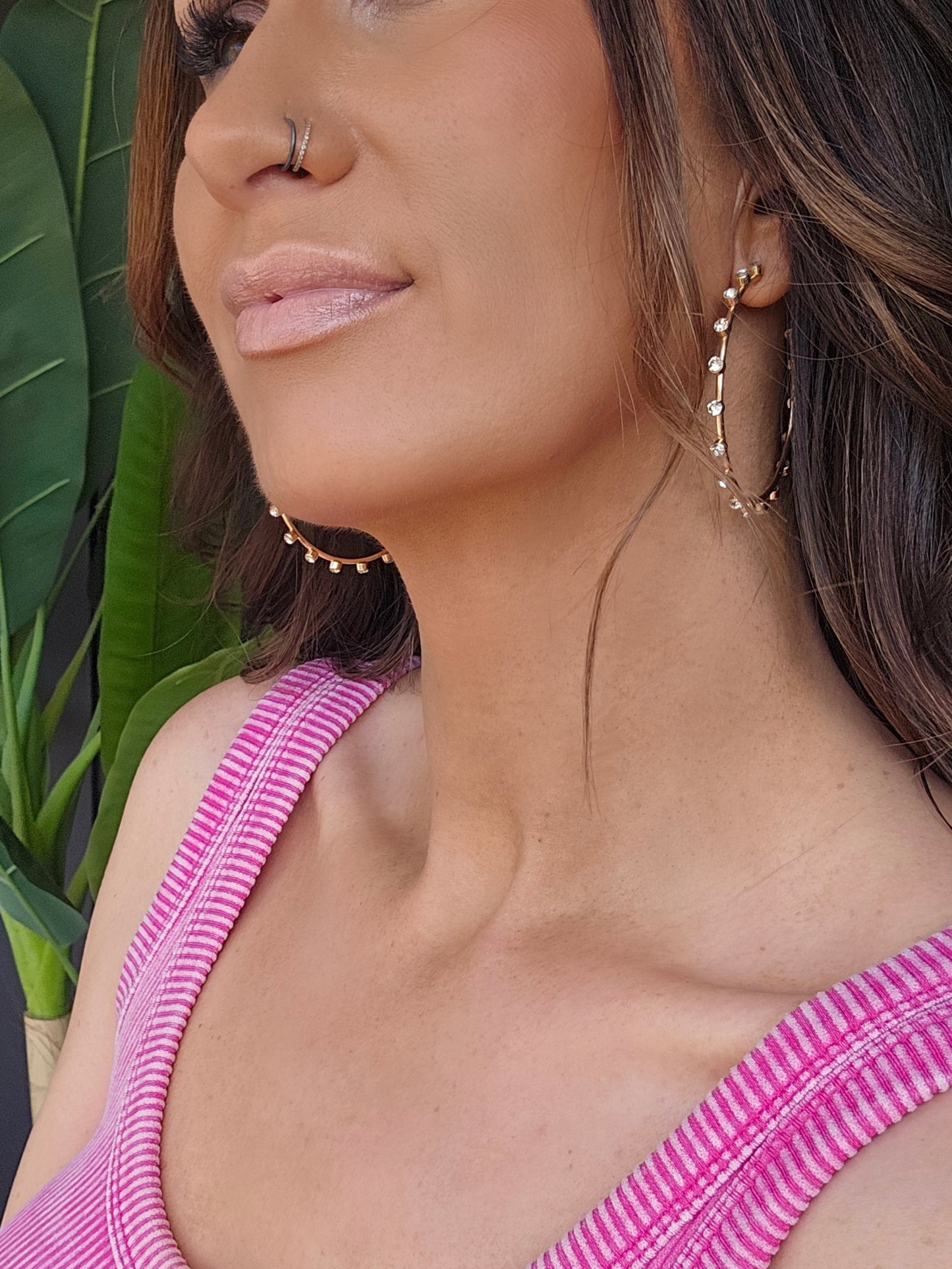 Studded Gold Hoop Earrings