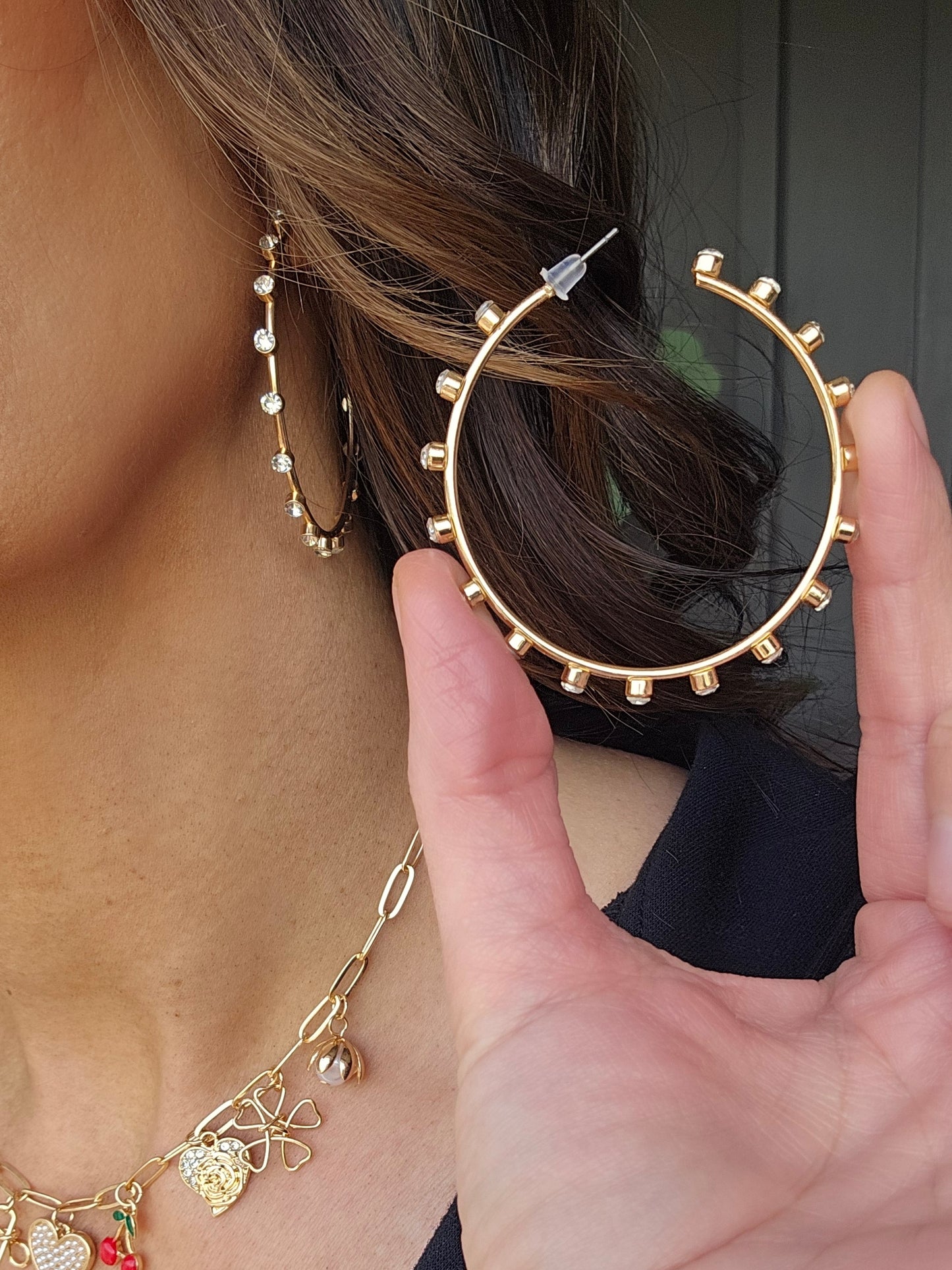 Studded Gold Hoop Earrings